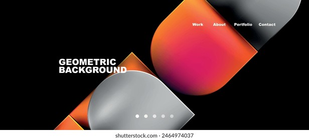 Circles and lines. Bright colorful geometry with glassmorphism effect. Vector Illustration For Wallpaper, Banner, Background, Card, Book Illustration, landing page