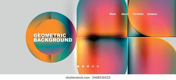 Circles and lines. Bright colorful geometry with glassmorphism effect. Vector Illustration For Wallpaper, Banner, Background, Card, Book Illustration, landing page