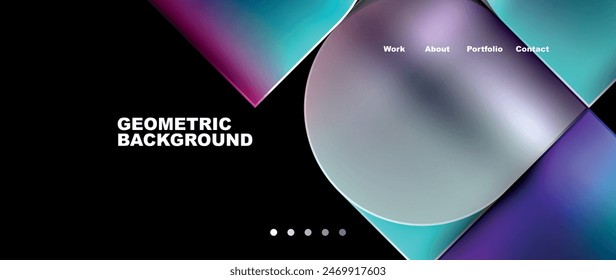 Circles and lines. Bright colorful geometry with glassmorphism effect. Vector Illustration For Wallpaper, Banner, Background, Card, Book Illustration, landing page
