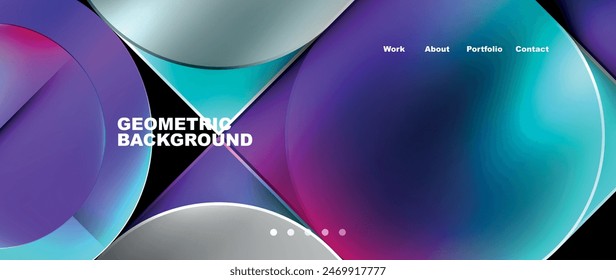 Circles and lines. Bright colorful geometry with glassmorphism effect. Vector Illustration For Wallpaper, Banner, Background, Card, Book Illustration, landing page