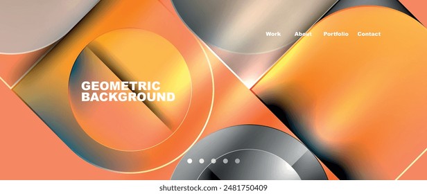 Círculos y líneas. Geometría de colores brillantes con efecto de morfismo de vidrio. Ilustración vectorial Para Fondo de pantalla, Anuncio, Fondo, Tarjeta, Ilustración de libro, página de destino