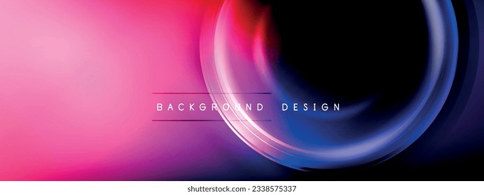 Círculos líneas y burbujas sobre gradiente de efecto brillante brillante con efectos de luz y sombra. Interacción dinámica de luz, sombra y profundidad. Diseño de tecnología futurista y rítmica