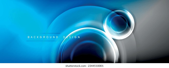 Circles lines and bubbles on bright glowing effect gradient with light and shadow effects. Dynamic interplay of light, shadow and depth. Futuristic and rhythmic technology design