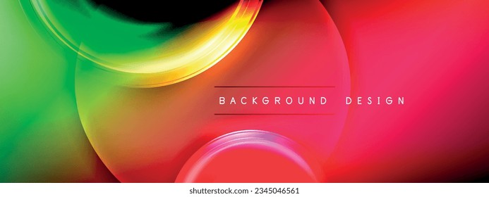 Circles lines and bubbles on bright glowing effect gradient with light and shadow effects. Dynamic interplay of light, shadow and depth. Futuristic and rhythmic technology design
