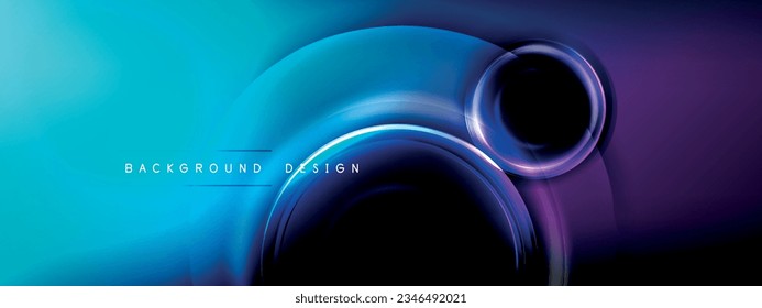 Kreise Linien und Blasen auf hellglühenden Effekt Farbverlauf mit Licht und Schatten. Dynamisches Zusammenspiel von Licht, Schatten und Tiefe. Futuristische und rhythmische Technologie-Design