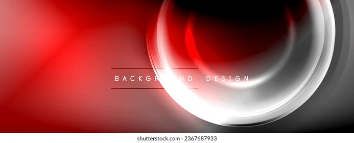 Círculos líneas y burbujas sobre gradiente de efecto brillante brillante con efectos de luz y sombra. Interacción dinámica de luz, sombra y profundidad. Diseño de tecnología futurista y rítmica