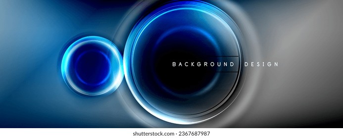 Circles lines and bubbles on bright glowing effect gradient with light and shadow effects. Dynamic interplay of light, shadow and depth. Futuristic and rhythmic technology design