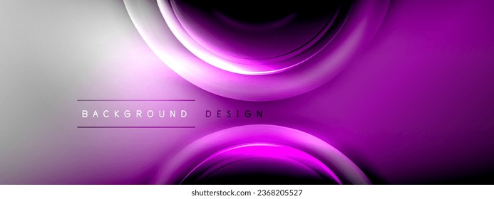 Círculos líneas y burbujas sobre gradiente de efecto brillante brillante con efectos de luz y sombra. Interacción dinámica de luz, sombra y profundidad. Diseño de tecnología futurista y rítmica