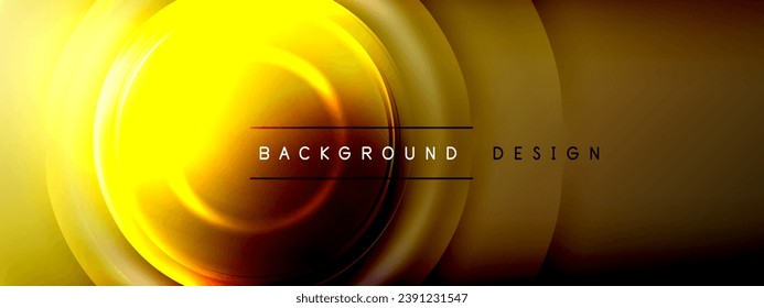 Círculos líneas y burbujas sobre gradiente de efecto brillante brillante con efectos de luz y sombra. Interacción dinámica de luz, sombra y profundidad. Diseño de tecnología futurista y rítmica