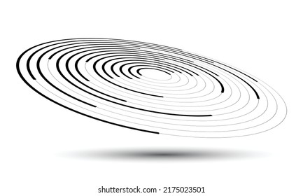 Circles with lines as dynamic abstract vector background or logo or icon. Creative illustration with perspective on white background.