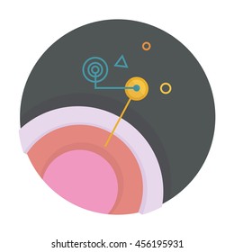 circles with lines in pink tones, vector flat icons, web element infographics, contact or communication
