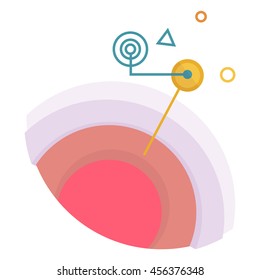 circles with lines in pink tones, vector flat icons, web element infographics, contact or communication