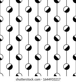 Circles, lines seamless pattern. Circle shapes, stripes ornament. Ethnic print. Circular, linear figures wallpaper. Folk background. Geometric backdrop. Modern image. Abstract motif. Vector work