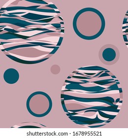 Círculos y líneas, patrón sin fisuras. Diseño para cubierta, tela, papel de envoltura, fondo, papel tapiz. Vector.