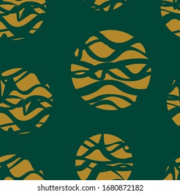 Circles and lines, seamless pattern. Design for cover, fabric, wrapping paper, background, wallpaper. Vector.