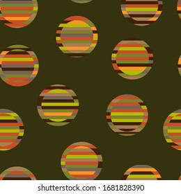 Circles and lines, seamless pattern. Design for cover, fabric, wrapping paper, background, wallpaper. Vector.