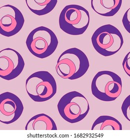 Circles and lines, seamless pattern. Design for cover, fabric, wrapping paper, background, wallpaper. Vector.