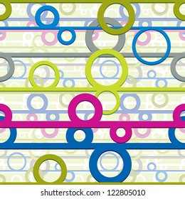 Circles and lines seamless pattern, vector background.