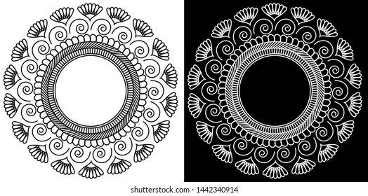 alpona images stock photos vectors shutterstock https www shutterstock com image vector circles lines spiral flowers mandala design 1442340914