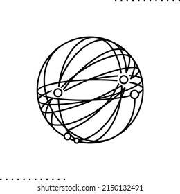 Circles lines, technology logo or design element, vector isolated on white