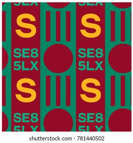 Circles, lines and typography seamless pattern. Design for print, fabric, textile. Seamless wallpaper