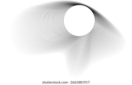 Circles lines wavy. Geometric technology round shape. Overlay transparent vector background