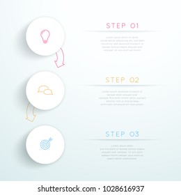 Circles Linked With Arrows 3 Step Vector Infographic