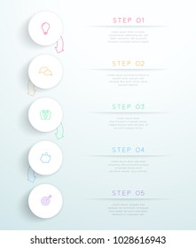Circles Linked With Arrows 5 Step Vector Infographic
