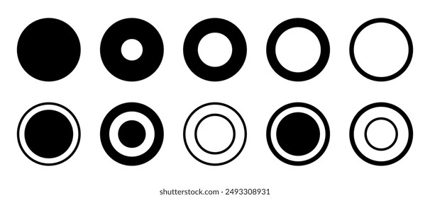 Logo de Circles. Círculo de etiquetas. Icono de círculo negro. Símbolos redondos de Vector