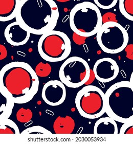 Círculos Patrón marino y rojo. Imprimir para tela textil de moda. Todo sobre Imprimir. Vector