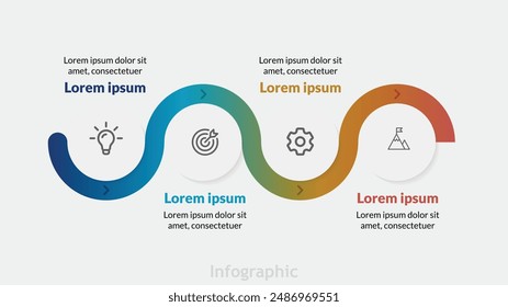 Circles and marketing icons, outlining a 4-option timeline process. Includes a detailed vector illustration