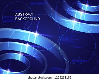 Circles metal sparkle on background. 3D vector illustration . Creative geometric background. Abstract composition. Blue three-dimensional polygon circles in space.