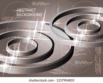 Circles metal sparkle on background. 3D vector illustration . Minimal geometric background. Abstract composition. Glossy three-dimensional polygon circles in space.