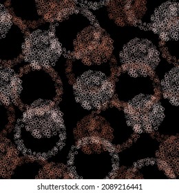Circles multi-colored neon watercolor seamless pattern. Abstract watercolour background with colorful circles on black. 