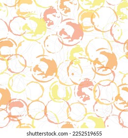 Circles multi-colored neon watercolor seamless pattern.