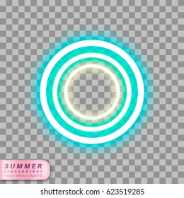 Circles neon effect shape on transparent background.