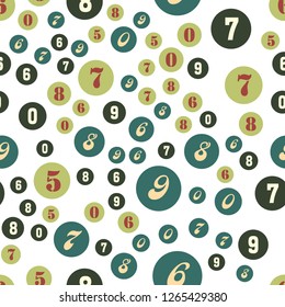 Circles and numbers, school concept. Seamless vector EPS 10 pattern. Flat style