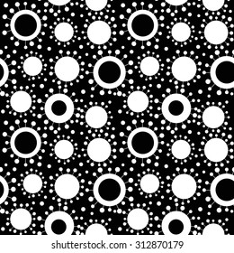 Circles on Black background. Seamless