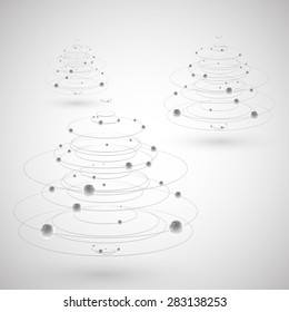 Circles on gray background, vector