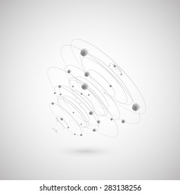 Circles on gray background, vector