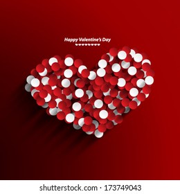 Circles on Heart Shape Valentines Day Red Background