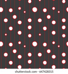 Circles on the line seamless pattern. Black and red modern stylish texture.