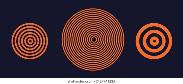 Circles Orange Lines. Abstract 3d  Pattern Ring Technology Science for Social Media Posts, Mobile Apps, Cards, Invitations and Banners Design. Technology Cyber, Hi-tech in Vector illustration.