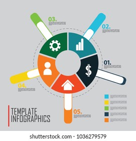circles and other elements for infographic. Template for cycle diagram, graph, presentation and round chart. Business concept with 5 options, parts, steps or processes.