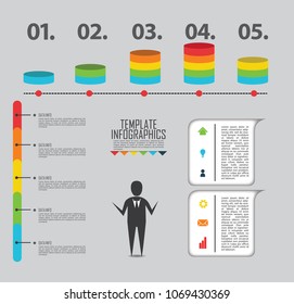 circles and other elements for infographic. Template for cycle diagram, graph, presentation and round chart. Business concept with 5 options, parts, steps or processes.