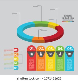 circles and other elements for infographic. Template for cycle diagram, graph, presentation and round chart. Business concept with 5 options, parts, steps or processes.