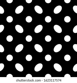 Circles, ovals ornament. Seamless pattern. Polka dot wallpaper. Dots, figures motif. Rounds background. Geometric backdrop. Digital paper, textile print, abstract. Dotted illustration. Spots image.