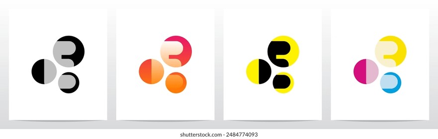 Circles Overlay Highlight Spotlight Letter Logo Design E