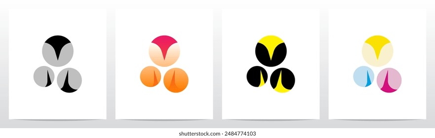 Circles Overlay Highlight Spotlight Letter Logo Design M