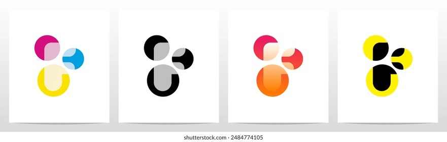 Circles Overlay Highlight Spotlight Letter Logo Design F